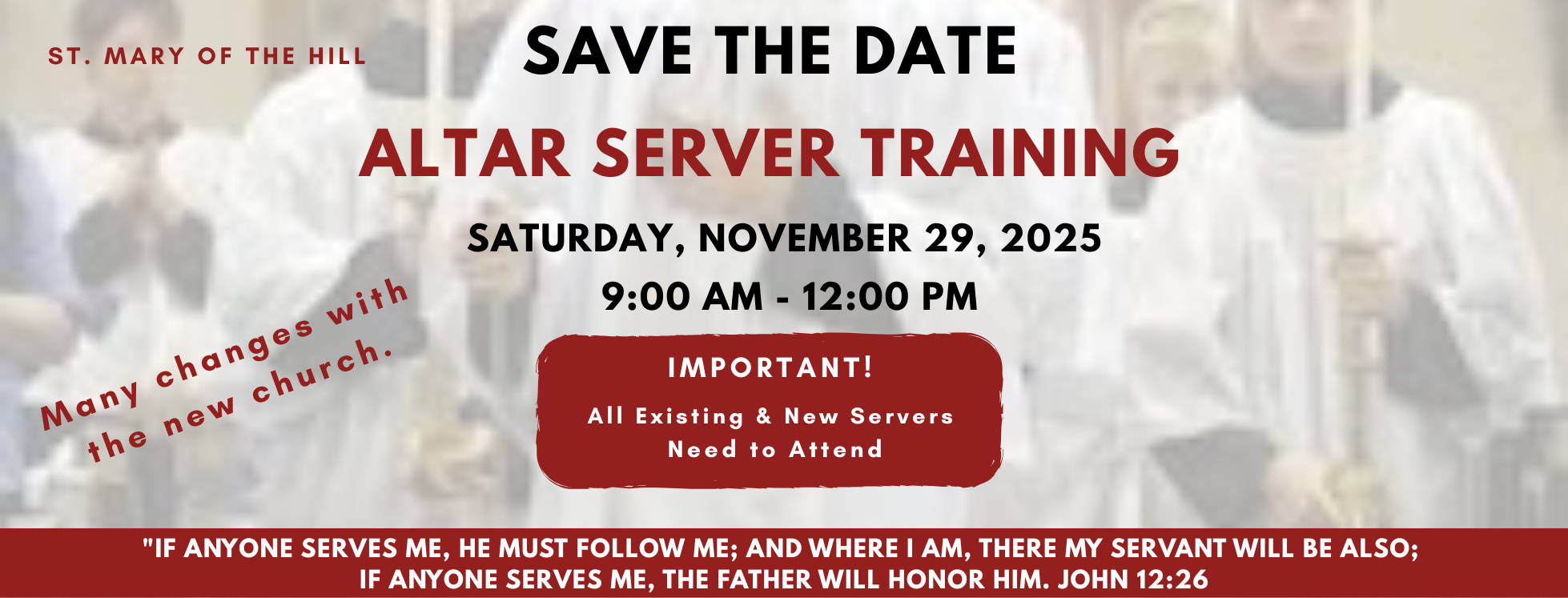 Save the date Altar Server Training