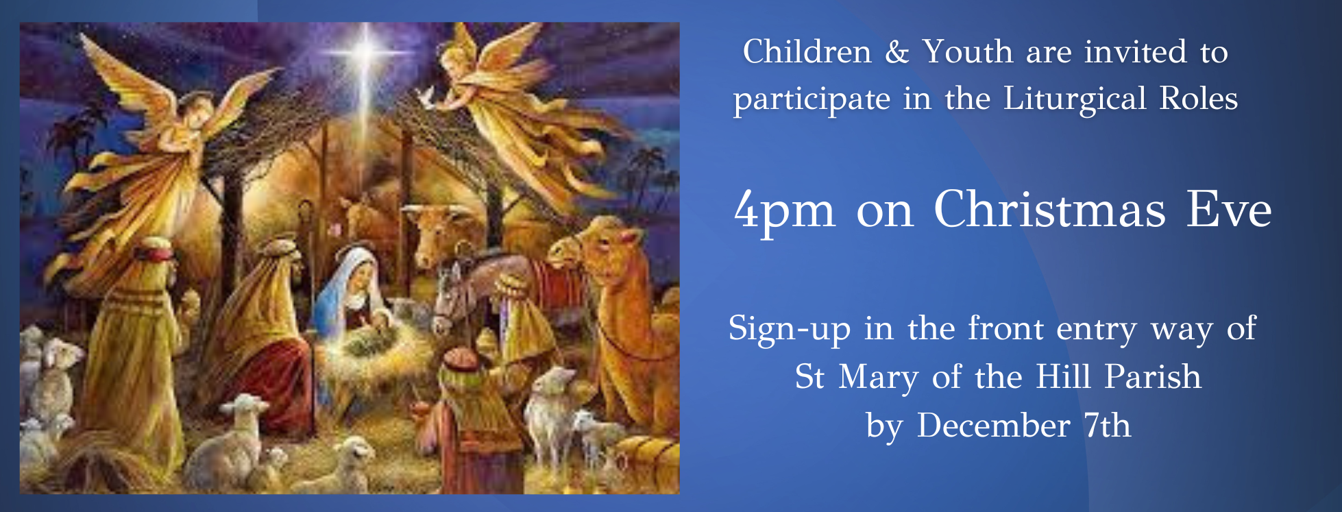 Children & Youth are invited to participate in the Liturgical Roles 4pm on Christmas Eve (1)
